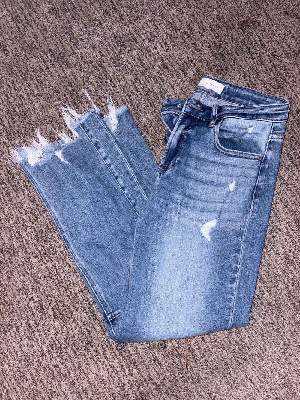 Risen Brand Frayed Hem Light Blue Cropped Jeans Size 3